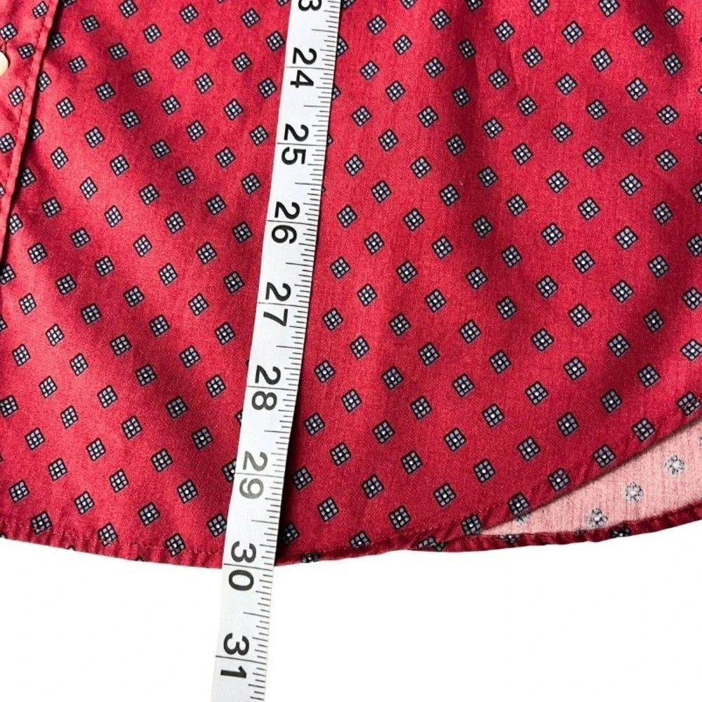 J.Crew Slim Fit Red Geometric Print Button Down Shirt 100% Cotton‎ Long Sleeve